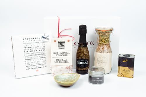ooobox Feinkost Richtfest Geschenkkorb I Brot und Salz Geschenk zum Einzug in Haus & Wohnung I Einweihungsgeschenk mit Brot-Backmischung im Glas, Salz & Öl I Geschenkset zum Umzug, Hauseinweihung von ooobox