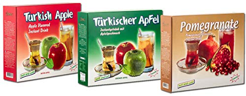 3er Set ottoman türkischer Apfeltee grün, rot und Granatapfeltee 250g Instantgetränk mit Granatapfel- & Apfelgeschmack von ottoman