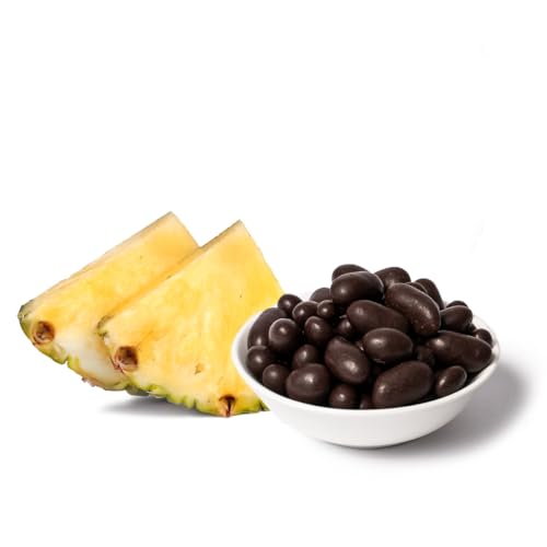 PAKKA Bio Fairtrade Schoko Ananas Drops, 1kg, Öko & Fair schokoliert, Ananas Dragees, direkt hergestellt und abgefüllt vom Produzenten in Kolumbien, vegan dragiert, 1000g von pakka