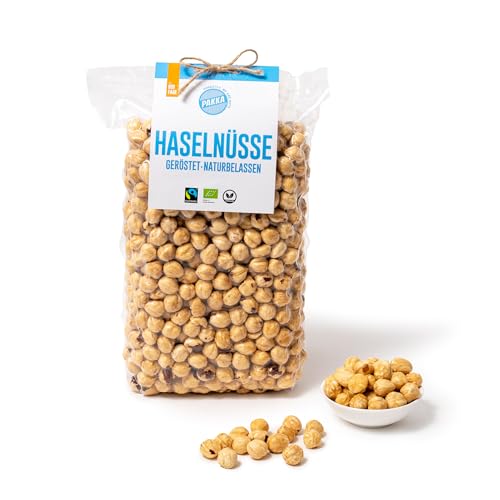 PAKKA Bio aromatische Premium Jumbo Haselnüsse nature, geröstet, 1kg, georgische Haselnusskerne, Öko & Fairtrade, direkt hergestellt und abgefüllt in Sugdidi Georgien, vegan, Nüsse, 1000g von pakka