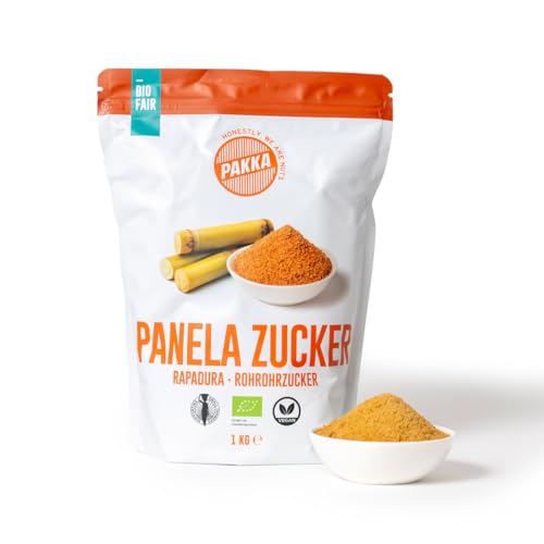Bio Panela unraffinierter Rapadura Berg-Rohrohrzucker, 1kg, getrockneter Zuckerrohrsaft, Öko & Fair direkt hergestellt und abgefüllt vom Produzenten in Kolumbien, vegan 1000g von pakka