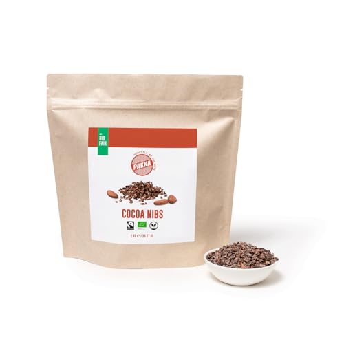 PAKKA Bio Fairtrade Kakao Nibs, 1kg, Öko & Fair, Cacao Cocoa Nibs, direkt hergestellt und abgefüllt vom Produzenten in Kolumbien, vegan 1000g (1er Pack) von pakka