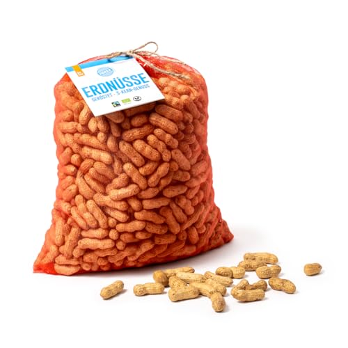 PAKKA - Bio Fairtrade geröstete Erdnüsse mit bis zu 4 Kernen in Schale 2kg, direkt von Kleinbauern aus Samarkand in Usbekistan, vegan, Familienpackung, Value-Pack 2000g (1er Pack) von pakka