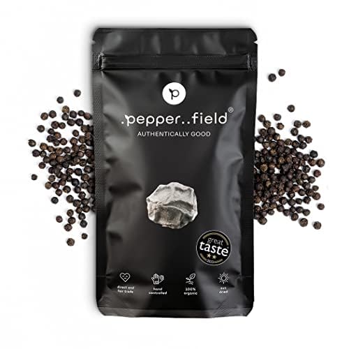 Pepper Field Kampot Pfeffer Schwarz – Premium Schwarzer Pfefferkörner Ganz aus Kambodscha, Frisch & Aromatisch, Ganze Pfefferkörner für Mühle & Küche, Great Taste, Ideal zum Kochen & Grillen, 100g Pepper Field Kampot Pfeffer Schwarz – Premium Schwarzer Pfefferkörner Ganz aus Kambodscha, Frisch & Aromatisch, Ganze Pfefferkörner für Mühle & Küche, Great Taste, Ideal zum Kochen & Grillen, 100g von .pepper..field