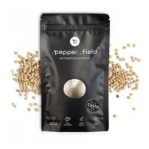 Pepper Field Kampot Pfeffer weiß 100g - Pfefferkörner weiß - 100% Echter White Pepper aus Kampot, Kambodscha g.g.A. - Weißer Pfeffer Ganz - Pfeffer für Mühle & Pfeffermühle zum Mahlen Pepper Field Kampot Pfeffer weiß 100g - Pfefferkörner weiß - 100% Echter White Pepper aus Kampot, Kambodscha g.g.A. - Weißer Pfeffer Ganz - Pfeffer für Mühle & Pfeffermühle zum Mahlen von .pepper..field