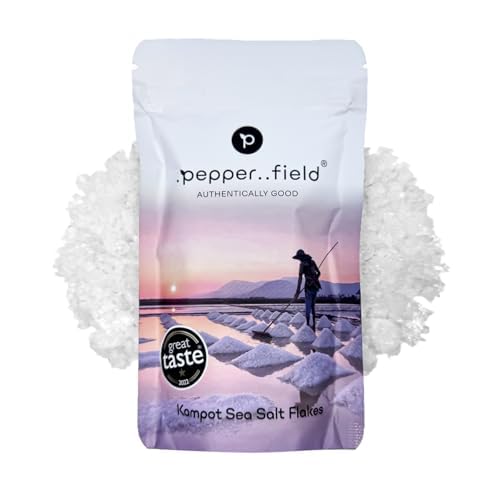 Pepperfield Sea Salt Flakes Meersalzpyramiden – Solnpyramiden Salz Kampot, 100% naturrein & mineralreich, nachhaltig, perfekt für Feinschmecker, Premium-Gourmet-Salz für Veredelung& Dekoration(0.1 kg) von .pepper..field