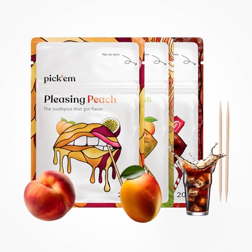 pick'em Zahnstocher mit Geschmack Combi Pack [3 ZUM PREIS VON 2] - 60x aromatisierte Zahnstocher - die Lifestyle-Alternative zum Kaugummi (alle 3 OG-Geschmacksrichtungen) - Zahnstocher mit Geschmack von pick'em