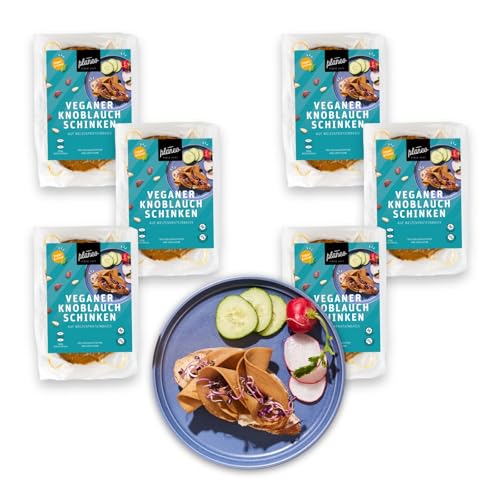 Planeo Veganer Schinken Knoblauch 6x120g - Nur 3,61€ pro 100g - Beste Qualität - Gentechnikfrei, vegan, günstig von planeo