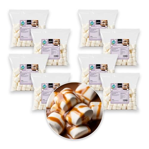 Planeo Vegane Marshmallows 8x500g – extra groß & fluffig – Perfekte Lagerfeuer-Snacks ohne Gelatine, 100 % vegan, vielseitig für heiße Schokolade oder purer Genuss von planeo