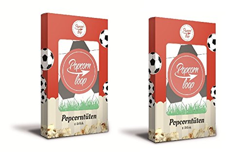 Popcornloop Zubehör bestehend aus 12x Fußball Popcorntüten in 2 Packungen á 6 Tüten. Selbst Frisch Zubereiten - Ein Gesunder Snack - Individuell Würzen - Einfach Lecker - Popcorn wie im Kino! … von popcornloop