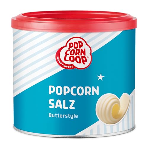 Popcornloop Butterstyle 300gr Popcornsalz mit Butteraroma Pudersalz Popcorn Mais Gewürz zum Verfeinern Kochen Extrafein von popcornloop