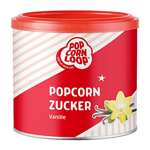 Popcornzucker Vanille 300 g mit Bourbon-Vanille Zucker Vanillin Popcorn Mais Gewürz zum Verfeinern Kochen Backen Dessert Müsli Joghurt von popcornloop