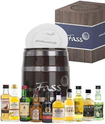 probierFass Whisky Tasting Probierset, für Männer, Whisky Geschenk Set für Bruder, Vater oder Opa; Miniaturen Set (10 x 5cl) von probierFass
