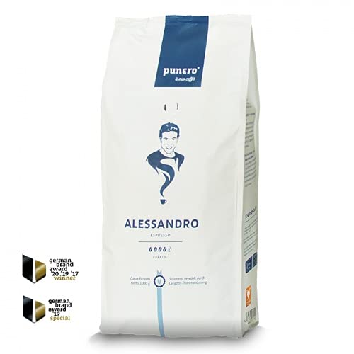 Alessandro - Espresso kräftiger und charaktervoller Manufakturkaffee mit Kakao Aroma Italienischer Espresso für Vollautomat oder Siebträger - Ganze Bohnen von punero