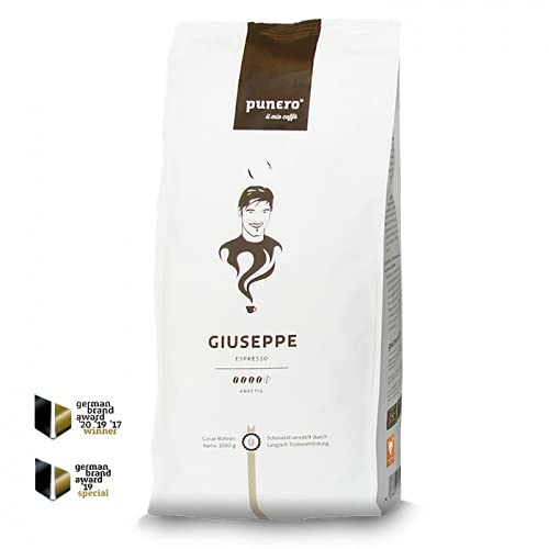 Giuseppe Espresso starker italienischer Espresso mit fein-herber Kakao-Note Langzeittrommelröstung für Vollautomat oder Siebträger - Ganze Bohnen (1000g) von punero