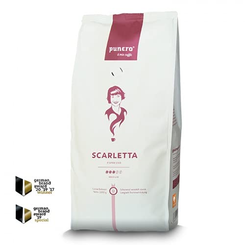 Scarletta - Espresso bester Espresso für Cappuccino Kaffeemanufaktur milder italienischer Espresso für Vollautomat oder Siebträger Ganze Bohnen 1000g von punero