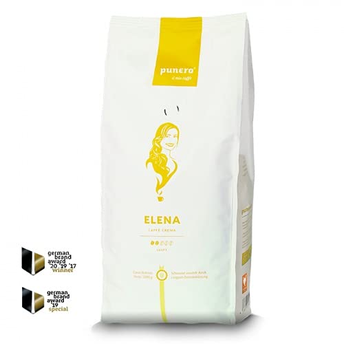 punero Elena Caffè Crema milder italienischer Kaffee mit fruchtig-herbem Nachklang Manufakturkaffee für Vollautomat oder Siebträger - ganze Bohnen 1000 g von punero