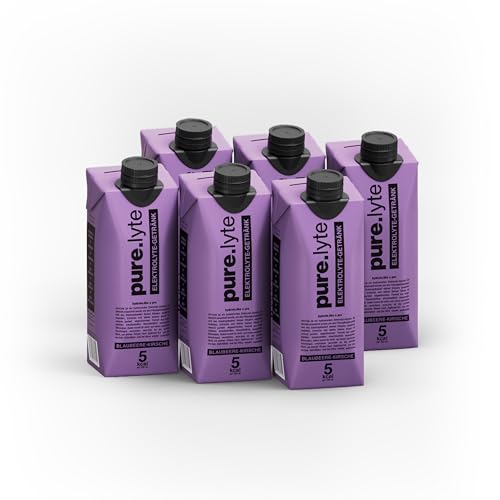 pure.lyte - Trinkfertiges Elektrolyte Getränk in drei leckeren Sorten mit hochdosierten Elektrolyten (6x 500ml, Blaubeere-Kirsche) von pure.lyte