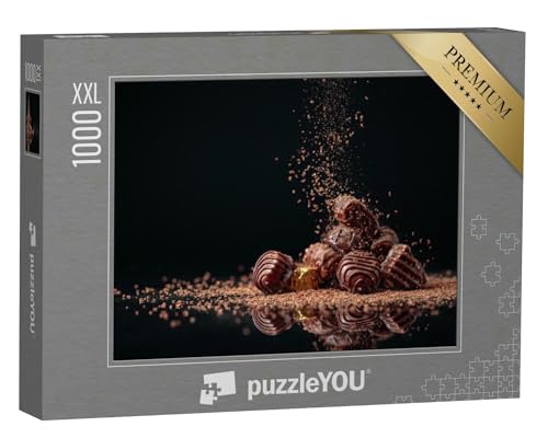 Puzzle 1000 Teile XXL „Schokoladenbonbons, bestreut mit Schokoladensplittern“ – aus der Puzzle-Kollektion Candybar, Schokolade, Süßigkeiten, Essen und Trinken von puzzleYOU