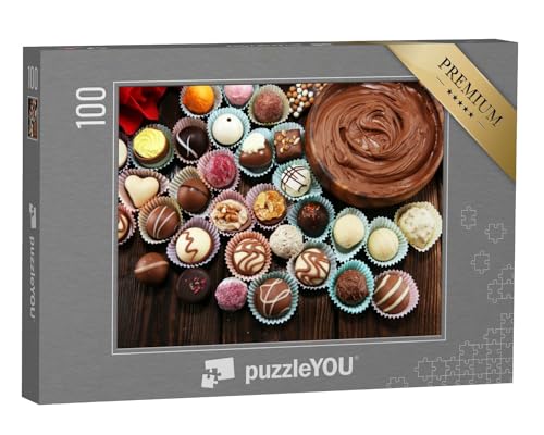 puzzleYOU: Puzzle 100 Teile „Belgische Konditorei: Pralinen aller Art“ – aus der Puzzle-Kollektion Schokolade, Süßigkeiten, Essen und Trinken von puzzleYOU