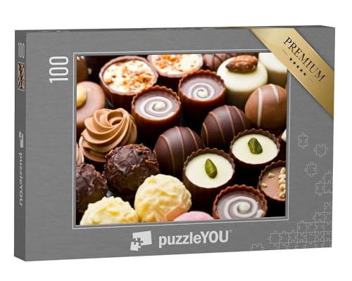 puzzleYOU: Puzzle 100 Teile „Verführerische Schokoladenpralinen in köstlichen Sorten“ – aus der Puzzle-Kollektion Schokolade von puzzleYOU