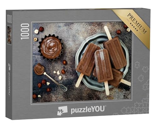 puzzleYOU: Puzzle 1000 Teile „Schoko-Eis-Pops: Bananen-Schokoladen-Fudge mit Haselnusscreme“ – aus der Puzzle-Kollektion Essen und Trinken von puzzleYOU