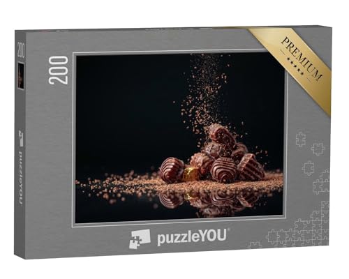 puzzleYOU: Puzzle 200 Teile „Schokoladenbonbons, bestreut mit Schokoladensplittern“ – aus der Puzzle-Kollektion Candybar, Schokolade, Süßigkeiten, Essen und Trinken von puzzleYOU