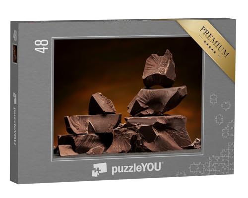 puzzleYOU: Puzzle 48 Teile „Brocken aus duftender Zartbitterschokolade“ – aus der Puzzle-Kollektion Schokolade von puzzleYOU