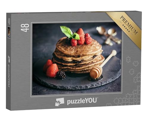 puzzleYOU: Puzzle 48 Teile „Buchweizenpfannkuchen mit Beerenfrüchten und Honig“ – aus der Puzzle-Kollektion Essen und Trinken von puzzleYOU