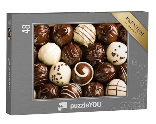 puzzleYOU: Puzzle 48 Teile „Eine Auswahl an köstlichen Schokoladenpralinen“ – aus der Puzzle-Kollektion Schokolade von puzzleYOU