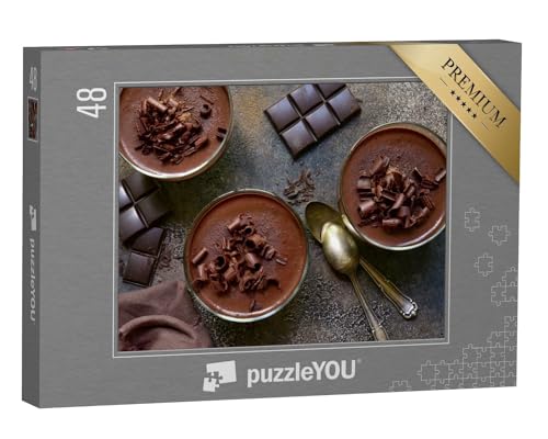 puzzleYOU: Puzzle 48 Teile „Hausgemachte Mousse au Chocolat, raffiniert serviert“ – aus der Puzzle-Kollektion Schokolade von puzzleYOU
