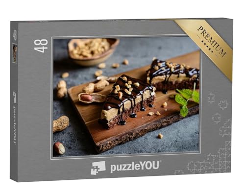 puzzleYOU: Puzzle 48 Teile „Kuchen mit Erdnussbuttercreme und Schokolade“ – aus der Puzzle-Kollektion Essen und Trinken von puzzleYOU