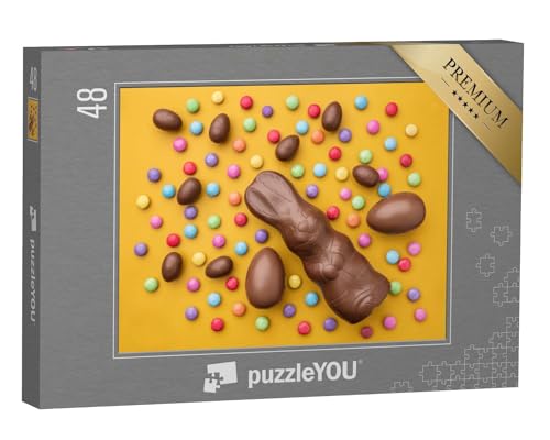 puzzleYOU: Puzzle 48 Teile „Leckere Schokoladenhasen, Eier und Süßigkeiten zu Ostern“ – aus der Puzzle-Kollektion Festtage von puzzleYOU