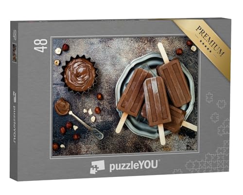 puzzleYOU: Puzzle 48 Teile „Schoko-Eis-Pops: Bananen-Schokoladen-Fudge mit Haselnusscreme“ – aus der Puzzle-Kollektion Essen und Trinken von puzzleYOU