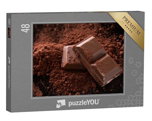 puzzleYOU: Puzzle 48 Teile „Schokolade und Kakaopulver“ – aus der Puzzle-Kollektion Candybar, Schokolade, Essen und Trinken von puzzleYOU