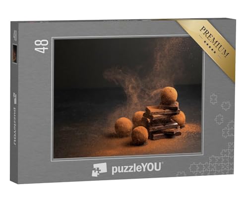 puzzleYOU: Puzzle 48 Teile „Schokoladentrüffel im fast magischen Kakaopulver-Staub“ – aus der Puzzle-Kollektion Schokolade von puzzleYOU