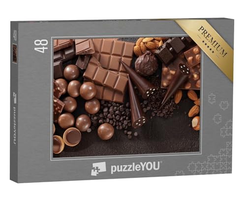 puzzleYOU: Puzzle 48 Teile „Sortiment von feinen Pralinen und Schokolade“ – aus der Puzzle-Kollektion Schokolade von puzzleYOU