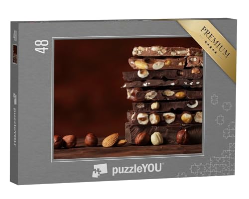 puzzleYOU: Puzzle 48 Teile „Turm aus aromatischrNuss-Schokolade“ – aus der Puzzle-Kollektion Schokolade von puzzleYOU