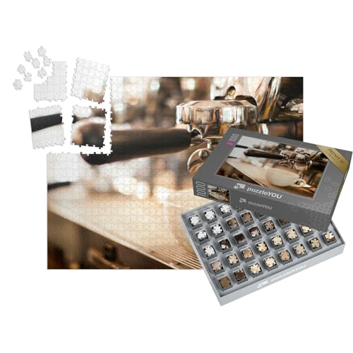 puzzleYOU: SMART SORTED® | Puzzle 1000 Teile leicht gemacht „Köstlich frischer Kaffee aus der Siebträgermaschine“ – aus der Puzzle-Kollektion Kaffee von puzzleYOU