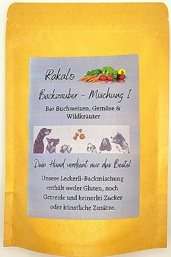 rakalo - Backmischung für Backmatte Hundekekse/Hundeleckerlis und Hundekekse Backform aus hochwertigem, getreidefreiem Buchweizenmehl mit Gemüse und Wildkräuter. Glutenfrei von rakalo