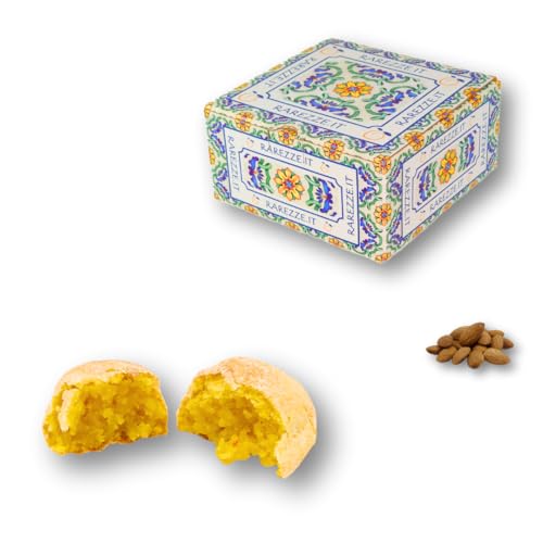 RAREZZE - Sizilianische MANDARINEN-Mandelkekse frisch gebacken - Handgemachte Pasta di Mandorla aus Sizilien - Feines Mandelgebäck aus täglicher Produktion - Geschenkbox 400g von rarezze.it
