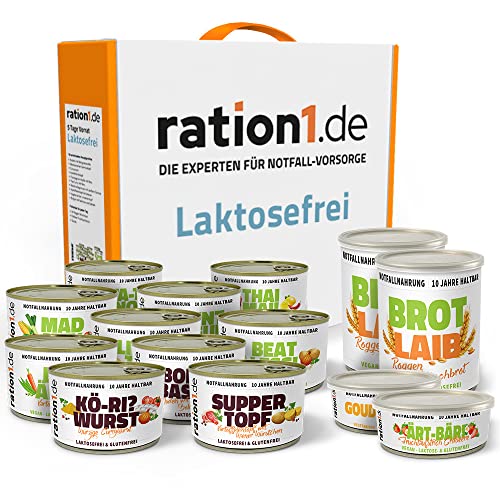 5 Tage Notvorrat Laktosefrei von ration1, laktosefreie Nahrung (Hauptgerichte & Frühstück) ohne Kühlung 10 Jahre haltbar von ration1.de