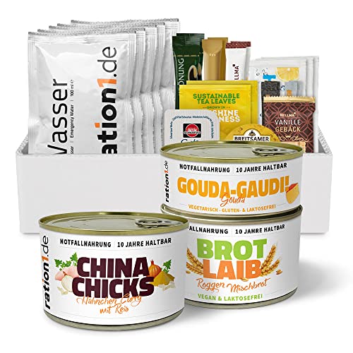 ration1 Langzeit EPa Hähnchen Curry mit Reis, Premium Tagesration, Langzeitnahrung, Einmannpackung wie EPA Bundeswehr, Konserven & Wasser 10 Jahre haltbar, Notfallnahrung Fertiggerichte von ration1.de
