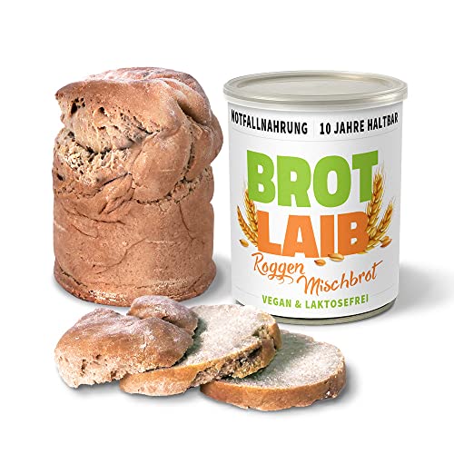 ration1 abgepacktes Roggen-Mischbrot, 1x 350g, Dosenbrot 10 Jahre haltbar, lange haltbares Brot in der Dose, Vegan & Laktosefrei! Öffnen und sofort essen! Ideal fürs Camping, auf Festivals und Reisen von ration1.de