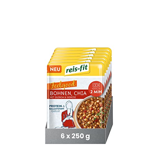 reis-fit Feelgood Bohnen, Chia 6x250g, vegan & glutenfrei, proteinreiches leckeres Gericht für die Mikrowelle, in 1 Minute fertig reis-fit Feelgood Bohnen, Chia 6x250g, vegan & glutenfrei, proteinreiches leckeres Gericht für die Mikrowelle, in 1 Minute fertig von reis-fit