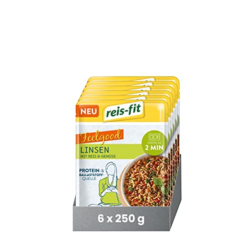 reis-fit Feelgood Linsen 6x250g, vegan & glutenfrei, proteinreiches leckeres Gericht für die Mikrowelle, in 1 Minute fertig reis-fit Feelgood Linsen 6x250g, vegan & glutenfrei, proteinreiches leckeres Gericht für die Mikrowelle, in 1 Minute fertig von reis-fit