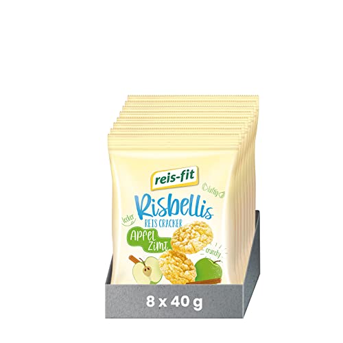 reis-fit Risbellis Apfel-Zimt 8x40g, fruchtig, knusprig, gesunder Reiswaffel-Snack für unterwegs von reis-fit