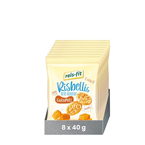 reis-fit Risbellis süße Reis-Cracker, gesunder Reis-Snack mit Karamell-Geschmack (8x40g) von reis-fit