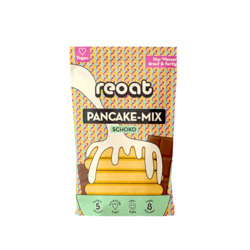 reoat Schoko Pancake Mix - Veganer Pancake Teig - 200 g Pancakemix für fluffige Pancakes ohne Eier - Fertiges Pancakes Pulver für vegane Pfannkuchen mit regionalen Zutaten aus Deutschland von reoat