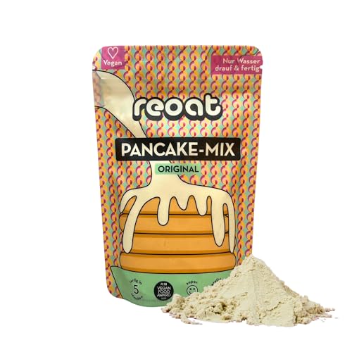 reoat Pancake Mix - Veganer Pancake Teig – 200 g Pancakemix für fluffige Pancakes ohne Eier und Milch - Fertiges Pancakes Pulver für vegane Pfannkuchen mit regionalen Zutaten aus Deutschland von reoat